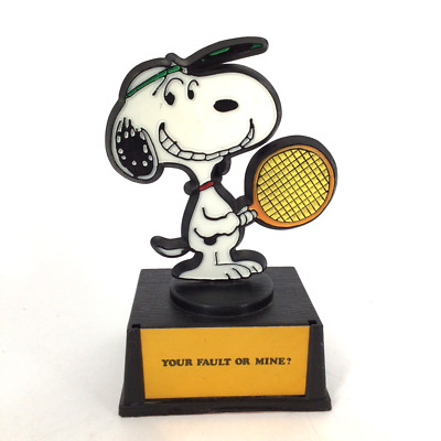 Vintage Peanuts Snoopy Tennis Player ''Your Fault or Mine'' Aviva Trophy