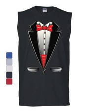 Funny Tuxedo Bow Tie Muscle Shirt Tux Wedding Party