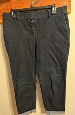 LIZ CLAIBORNE Womens Size 10 Emma Blue Cropped Cotton Blend Pants 24.5  Inseam