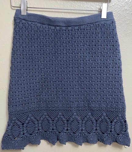 Athleta Cutback Crochet Skirt Lined 100% Cotton Cable Knit Boho Gray Size XS