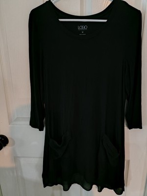 Logo by Lori Goldstein Tunic Top Size M P2P 19 LENGTH 30 Black 3/4 Sleeve