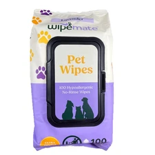 Wipemate Pet Wipes, Lavender Scented, Hypoallergenic No-Rinse Needed, 100 Count