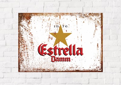 Estrella damm, Metal beer sign/Plaque, Mancave,beer Hut, Home Bar, beer