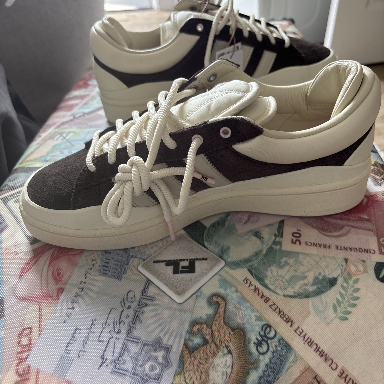 Sold out limited edition ADIDAS BAD BUNNY CAMPUS Dark Brown/White/Cream Mens 8.5 image 2