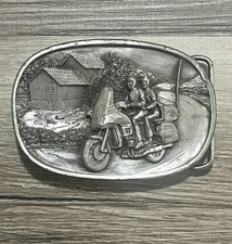 Biker Couple riding on Motorcycle Vintage 1984 Bergamot belt buckle Made In USA