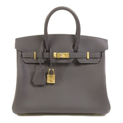 HERMES GHW Birkin 25 Hand Bag Swift Leather Ardoise