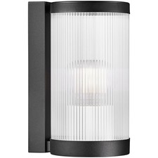 Image of Nordlux Coupar Wall Light E27 Black Ribbed Glass Design
