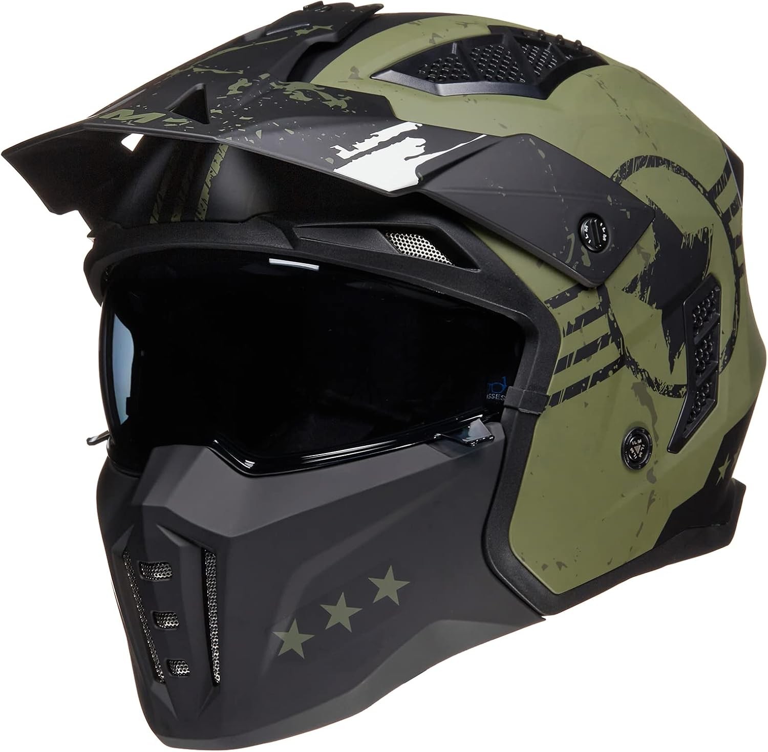ILM Open Face Motorcycle 3/4 Half Helmet for Men and Women, Small, Army Green 