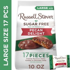 Russell Stover Sugar Free Milk Chocolate Pecan Delight Standup Bag, 10oz