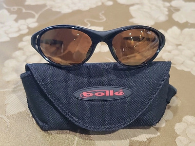 Rare Bollé Boomslang Sunglasses VINTAGE Black Frame Mirror Excellent RARE 