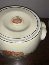 VTG Hall Superior Orange Poppy Pretzel Jar W/ Lid USA Cookie Biscuit EUC