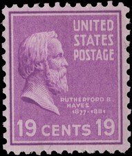 US Scott # 824, Rutherford B. Hayes, 1938 19¢ Stamp, MNH