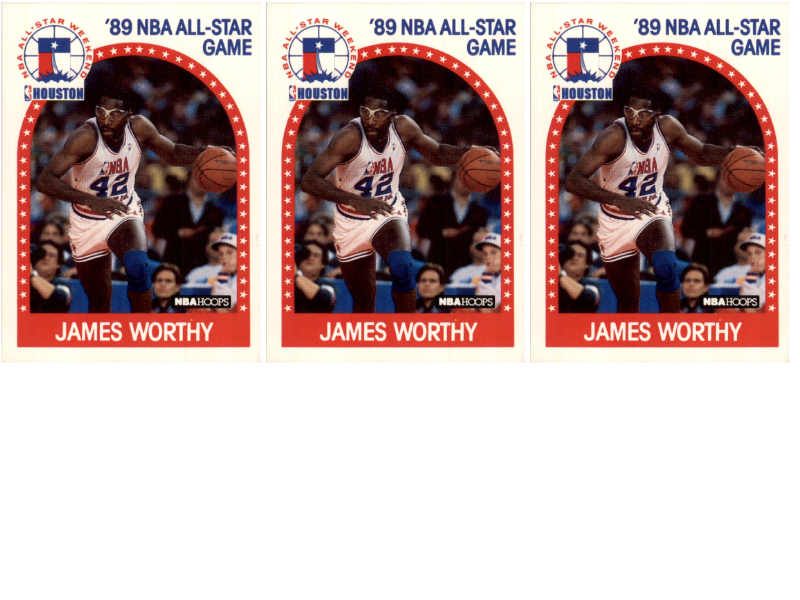 (3) 1989 Hoops #219 James Worthy Los Angeles Lakers Card Lot