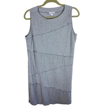 Neon Buddha Gray 100% Cotton Pullover Sleeveless Knee Length Knit Shift Dress L