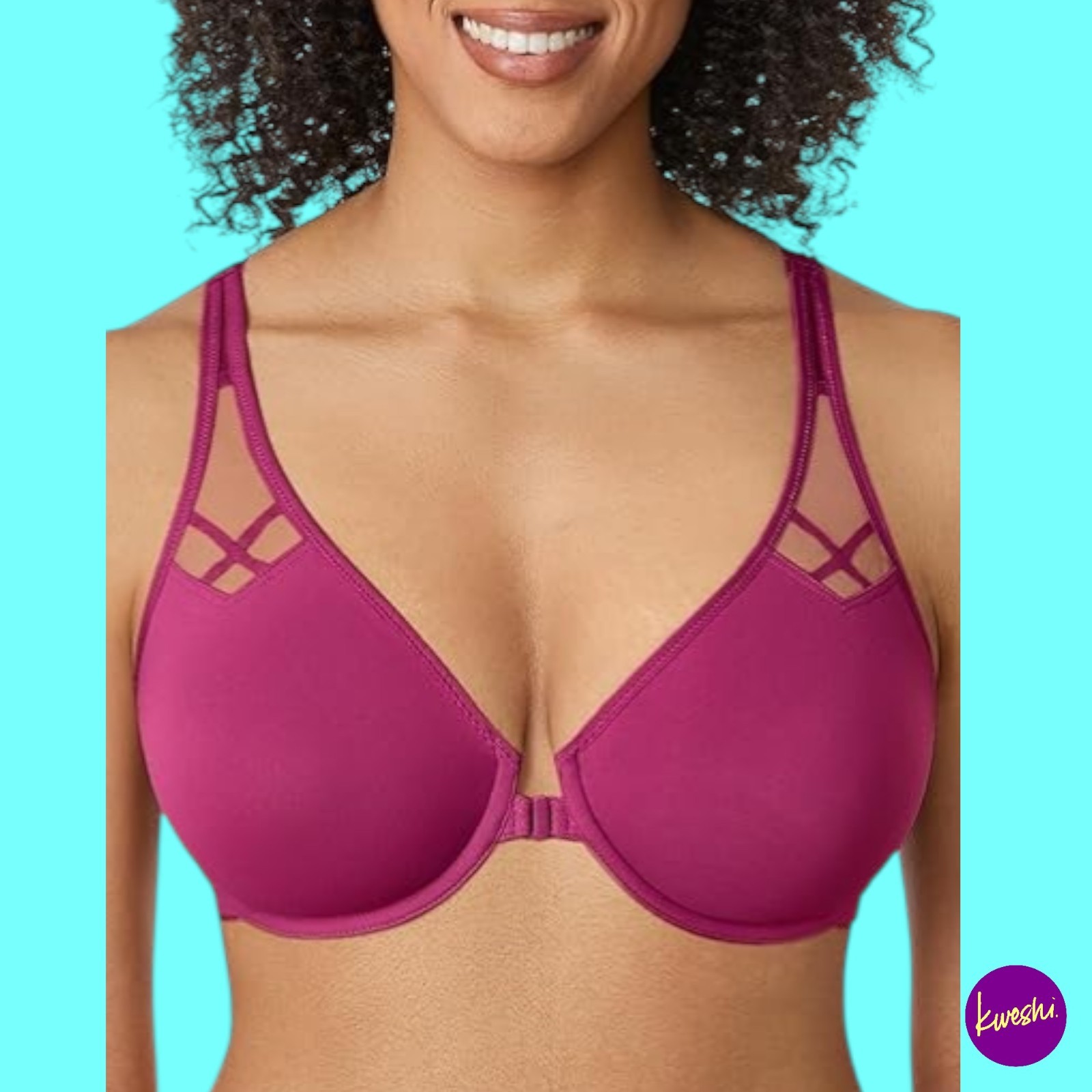 DELIMIRA Women's Front Fastening Racerback Bra, Magenta Purple, UK 36C | EU 80C