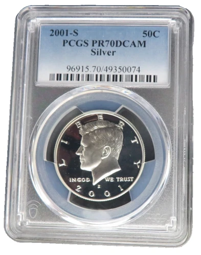 PERFECT 2001 S SILVER  KENNEDY PCGS  PR 70 DCAM LOW MINTAGE LOW POP BLUE LABEL