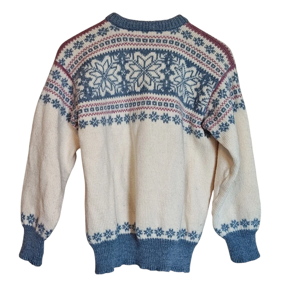 Vintage Dale of Norway Sweater Women's Large Blue White Wool Nordic Cardigan 90s - Image 3 of 4