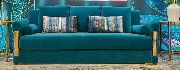 Sofa 3 Sitzer Wohnlandschaft Sofas Polster Garnitur Textil Edelstahl Dreisitzer-image