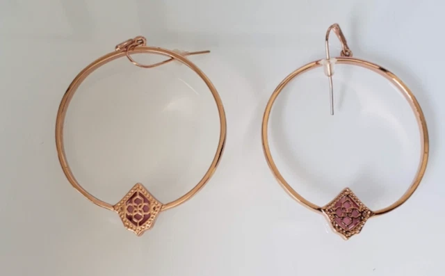 Pendientes de aro Kendra Scott piedra rosa oro rosa* Foto 4 de 4