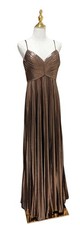 Azazie Atelier Eileen Gown Womens 4 Metallic Bronze Pleated Maxi Formal Evening
