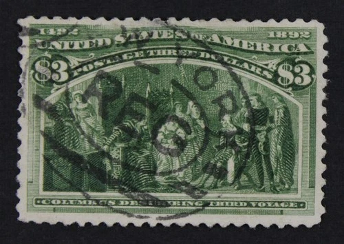 CKStamps: US Stamps Collection Scott#243 $3 Columbian Used Spot Thin