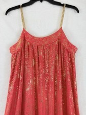 Michael Kors Maxi Dress Small Pink Gold Chain Sleeveless Strappy Floral Womens