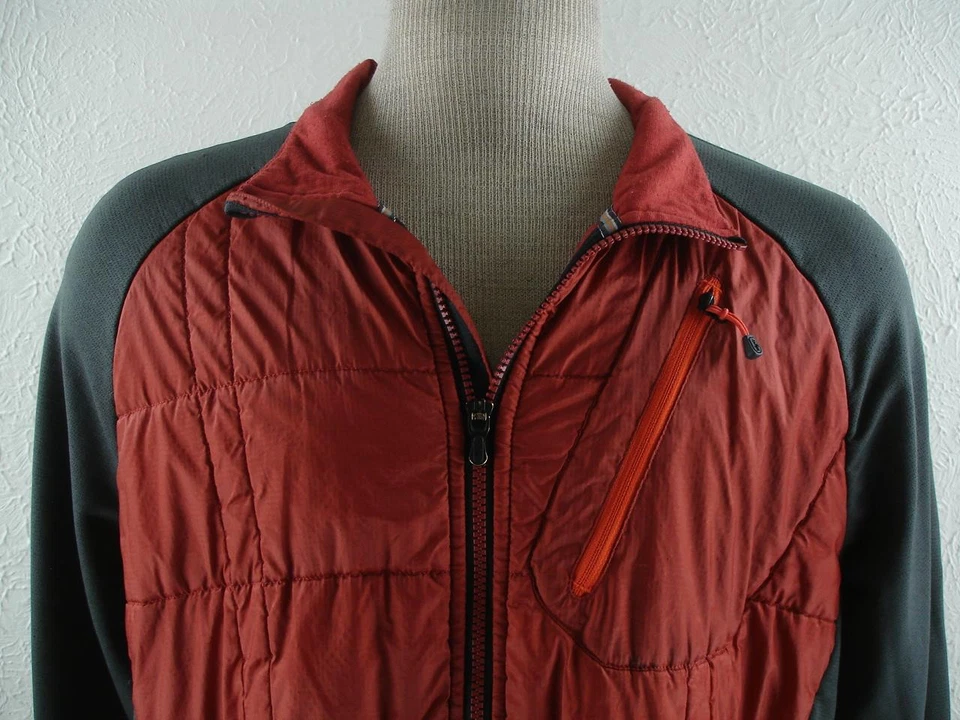 男式 XL Smartwool Corbet 120 绝缘夹克 Puffer 前橙色灰色全拉链 — 第 2/4 张图片