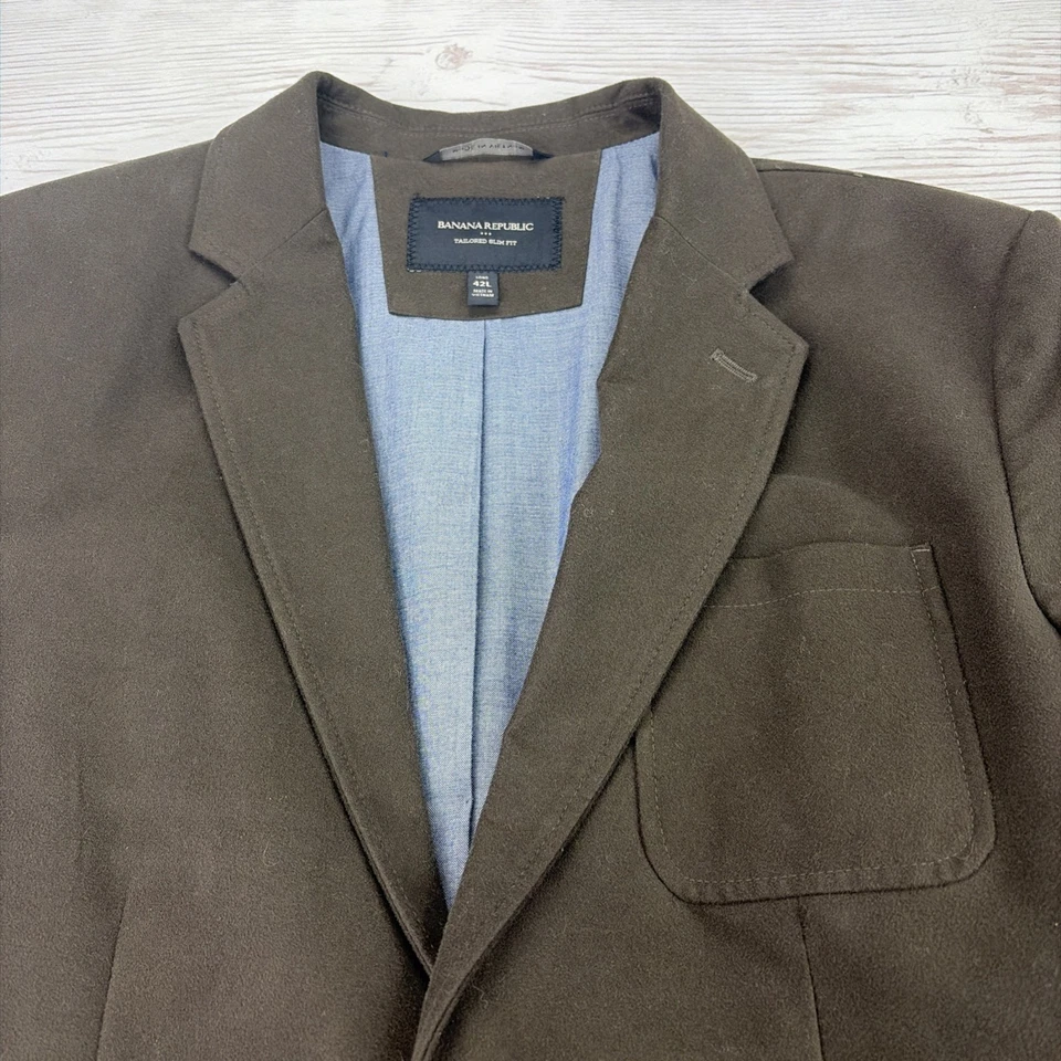 Blazer masculino Banana Republic 42L marrom sob medida jaqueta terno slim fit casaco esportivo - Imagem 2 de 4