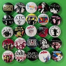 New Wave Rock 1" Pinback Button Set (Includes all 25 Pins) 80s Pop Classic Rock