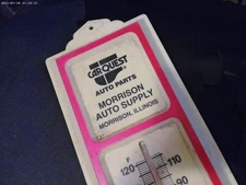 VTG CAR QUEST AUTO PARTS SPEED SHOP ADVERTISING THERMOMETER SIGN MORRISON ILL US