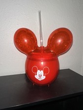 New Disney Parks Exclusive Mickey Mouse Red Balloon Sipper Cup With Straw