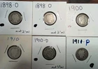 Lot of 6 Circulated Barber Dimes 10c - Scarce 1899-O New Orleans Included -BD34