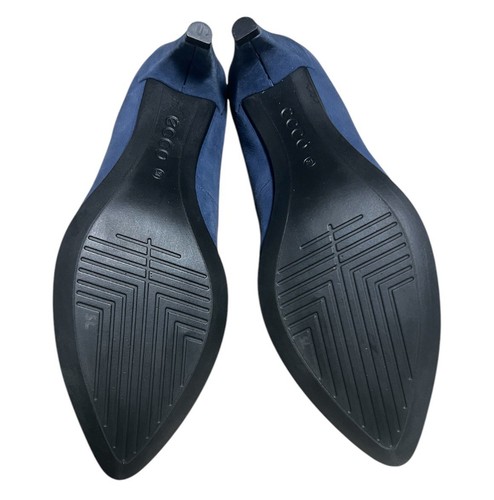 Ecco Heels Blue Danish Design Pumps Almond Toe Casual Suede EU 37 US 6-6.5 NEW - Picture 12 of 12