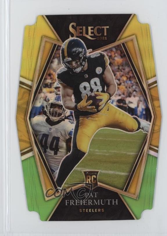 2021 Select Premier Level Green & Yellow Prizm Die-Cut Pat Freiermuth #159 16wc