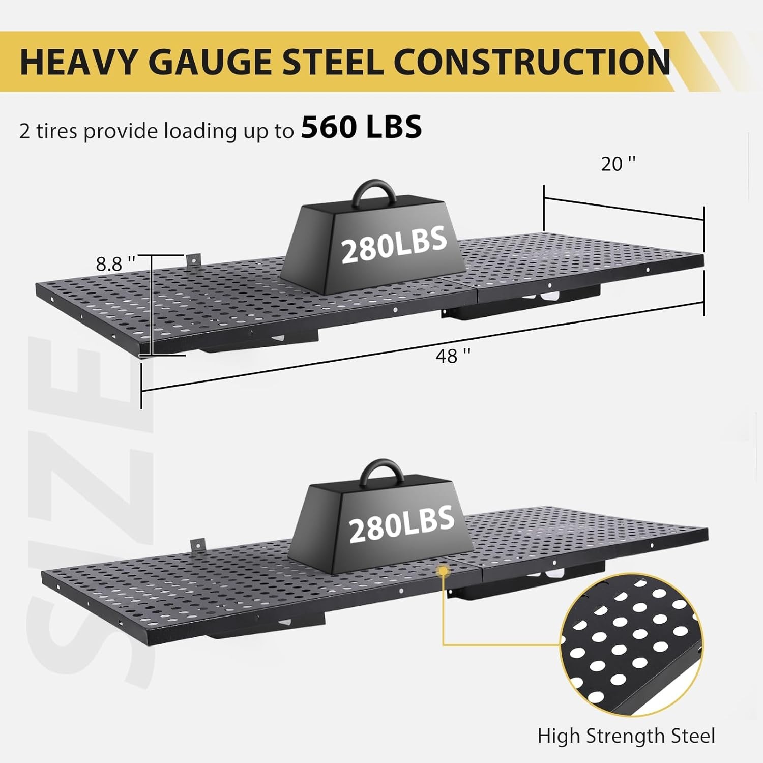 2PCS Floating Wall Shelf Garage Storage Rack Wall Mounted