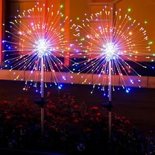 2 Pack Solar Firework Lights 200 LED Create Magical Nights, Waterproof Starburst