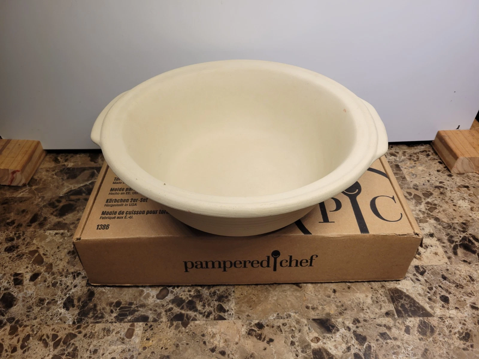 Pampered Chef Traditions Unglazed Stoneware 12.5” Large Baking Bowl