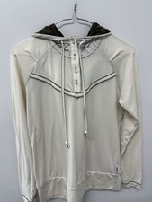 The North Face Women s White 1/4 Button Hooded Pullover Shirt Hoodie Small EUC