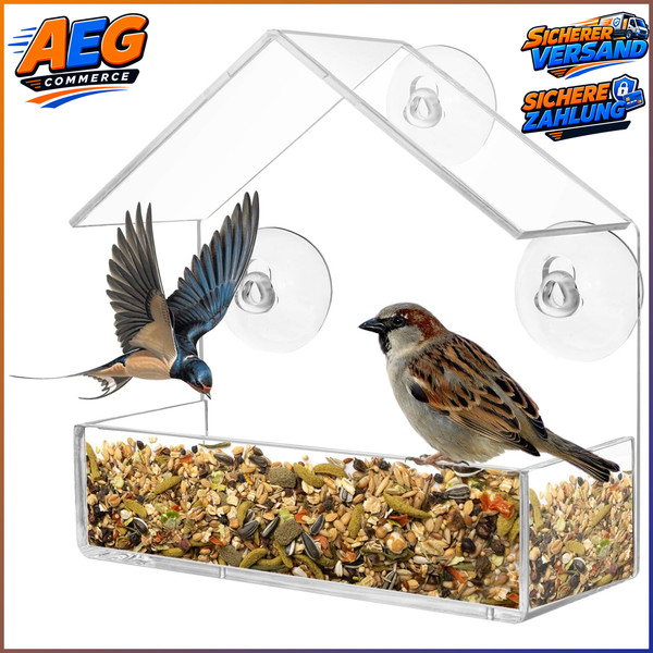 Fenster Futterhaus FüR VöGel Transparent Vogelhaus Zur Anbringung An-image