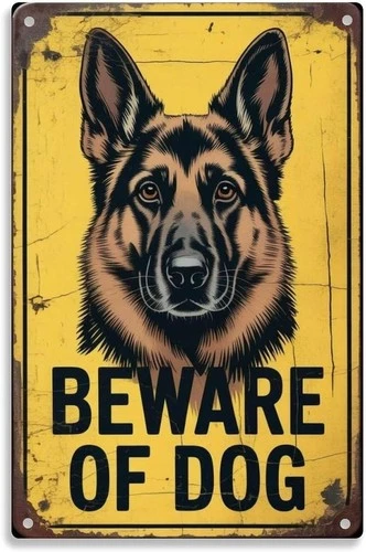 Beware of Dog Tin Metal Signs Home Décor Vintage German Shepherd print Suitable