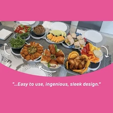 Lazy Susan Turntable for Rectangular Long & Oblong Table Plus Extra Trays 