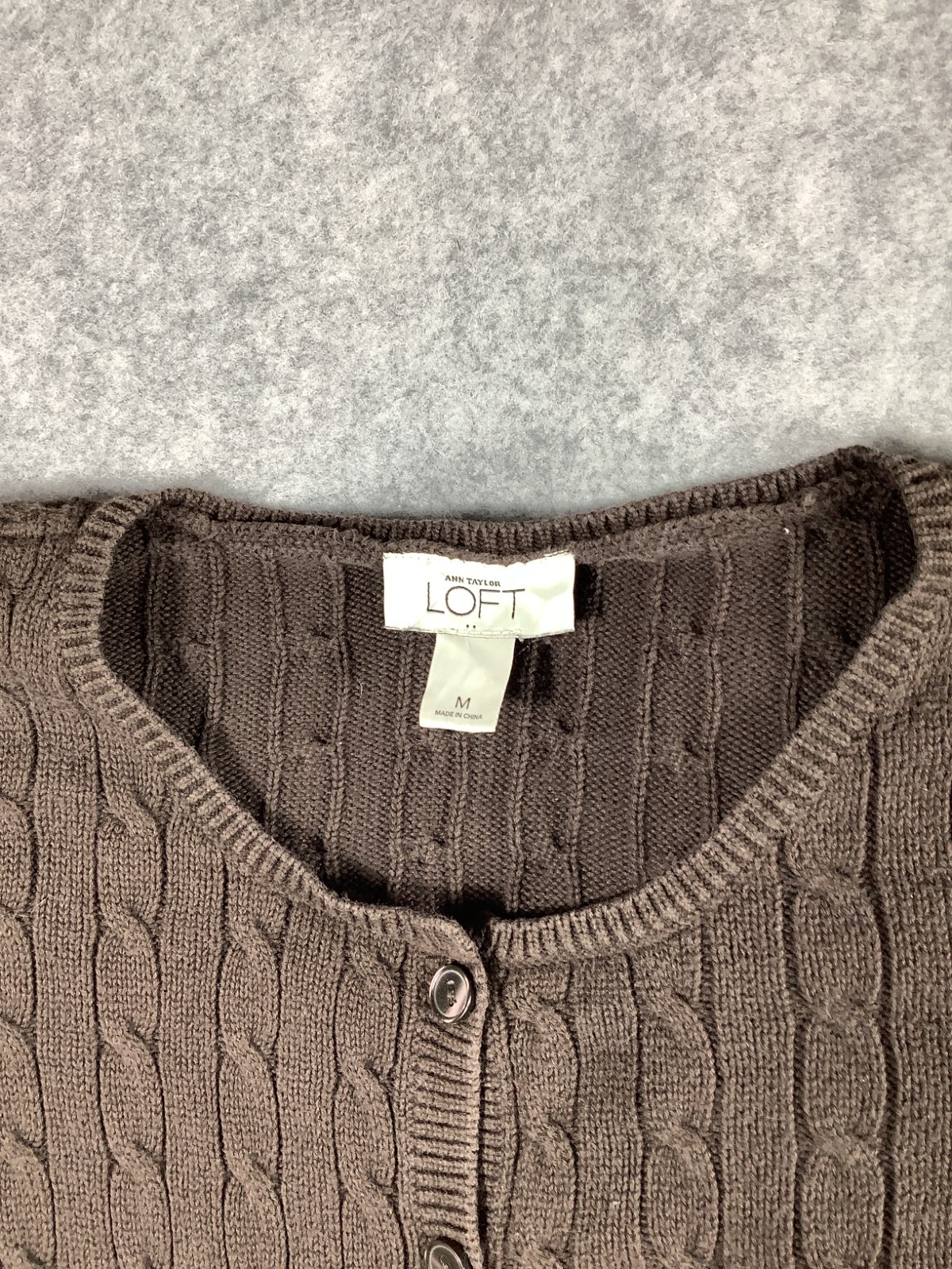 Ann Taylor Loft Sweater Long Sleeve Button Up Brown Medium Sku 307 image 2