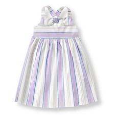 Janie and Jack Pastel Stripe Bow Dress Size 4 Girls Easter Spring Summer Cotton