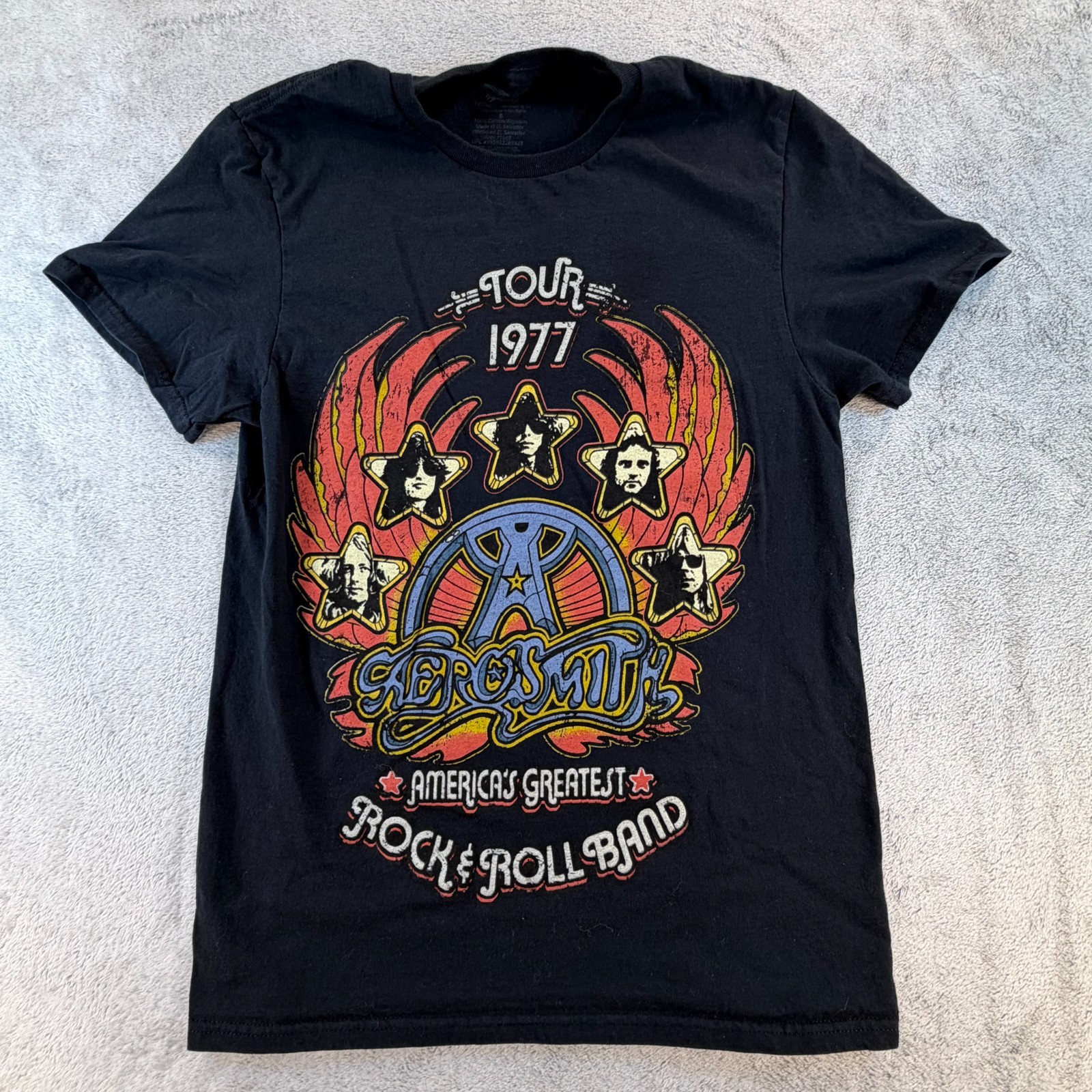 Aerosmith Tour 1977 Graphic T-Shirt America’s Greatest Rock Band Black S