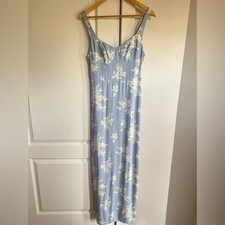 NEW Reformation Reverie Long Dress Bijou Light Blue Floral | US 4 UK 8
