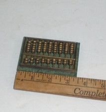Vintage Brass Abacus Mini Pocket Sized Green Marble Base Chinese Calculator
