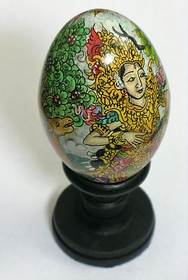 Deko Osterei aus Holz großes handbemaltes balinesisches Ei aus Bali