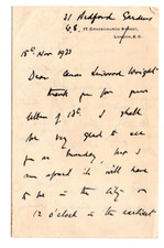Edward Fry Signed Letter 1912 / Autographed English Judge