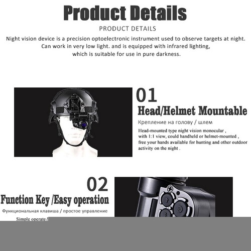 Waterproof Helmet Infrared Night Vision Scope Sight Monocular Hunting Telescope - Picture 9 of 12