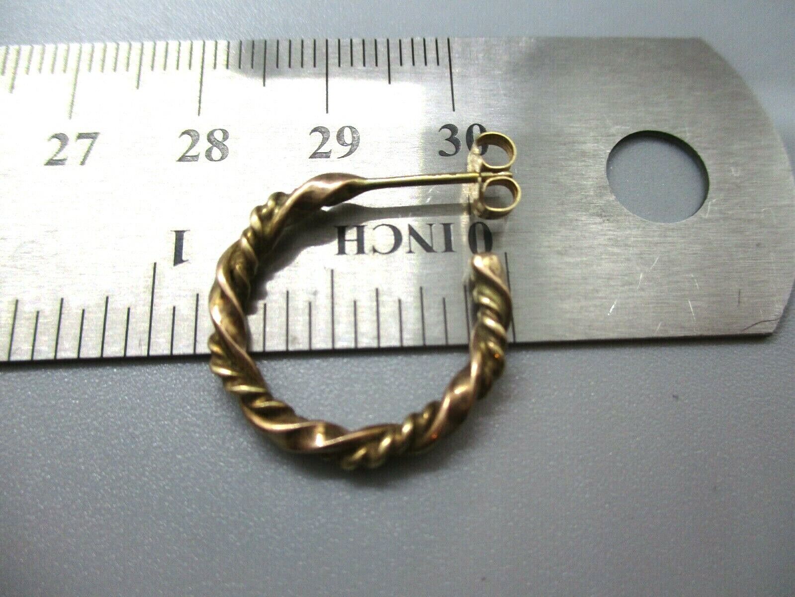 14K Yellow & Rose Gold Solid Twisted Hoop Earring… - image 10